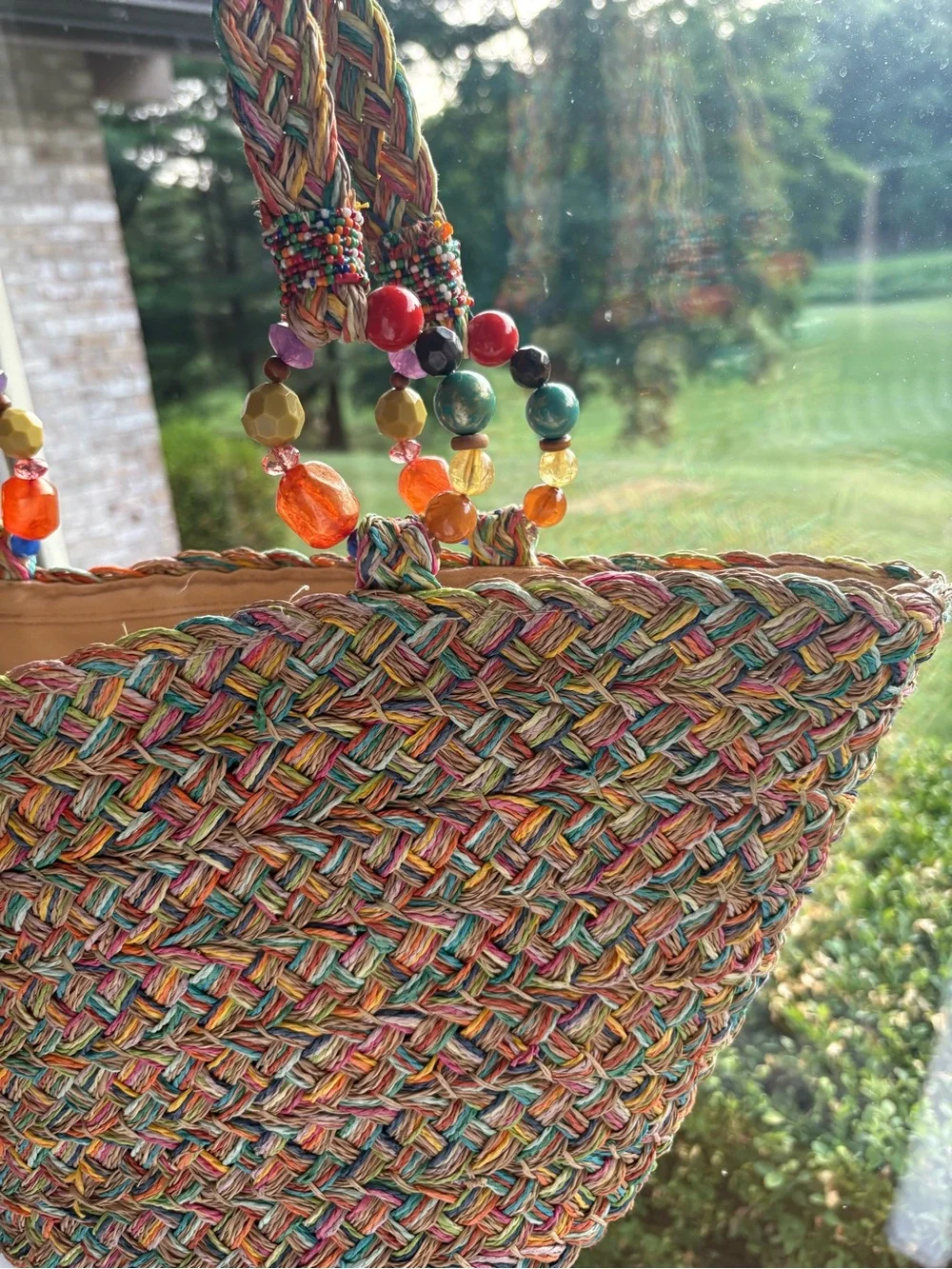 Capelli StraWorld Beach Tote Beaded embellished handbag Tutti Fruiti Purse